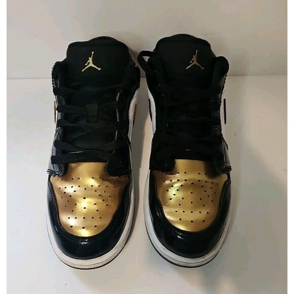 Nike Air Jordan 1 Low SE GS GOLD TOE DR6970-071 Youth 7Y Sparkle - Picture 3 of 10